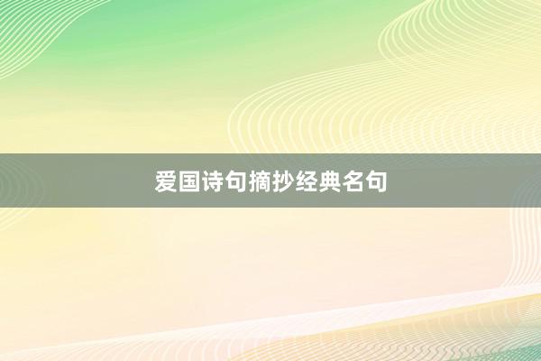 爱国诗句摘抄经典名句